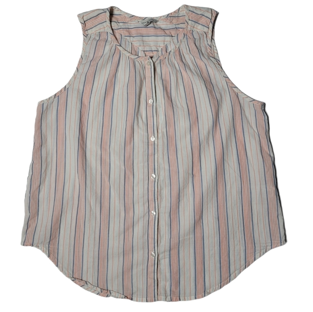 Lucky Brand Striped Front Tie High/Low Tank Large